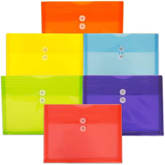 JAM Paper 9.75" x 13" Assorted Plastic Letter Button String Booklet Envelopes, 12ct.